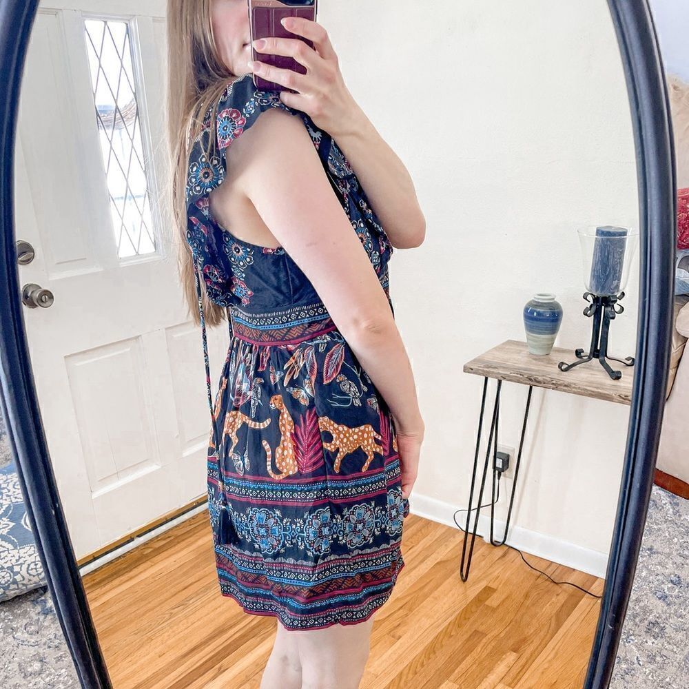 Anthropologie Deep V Tunic Mini Dress Cheetah MP - Picture 4 of 9